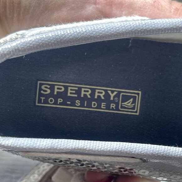Sperry Top Sider Women's Silver Sequin Boat Shoe Size 7 - Picture 10 of 11